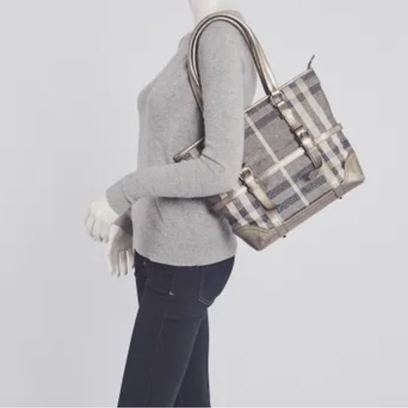 BURBERRY
Silver Shimmer Check Degrade Buckle Tote Bag - Picture 5 of 13